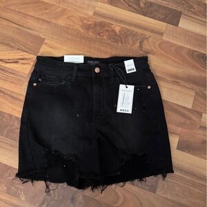 NWT Judy Blue Black Distressed Denim Shorts